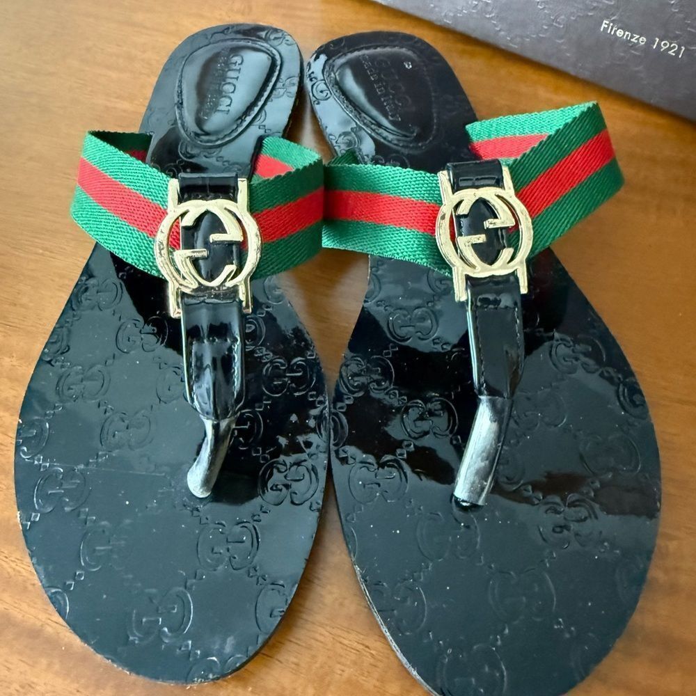 Gucci Double g leather sandal - Picture 2 of 6